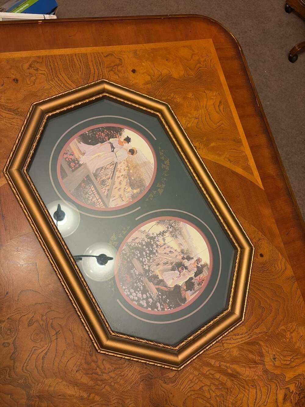 Vintage Home Interiors & Gifts Framed Victorian Women Art Prints Double Round Go